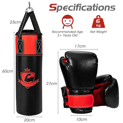 Kids Punch Bag with Hand Wraps and Wall Bracket for Workout